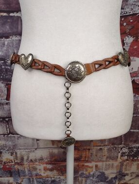 Brighton Linked Leather Belt with Silver Conchos
